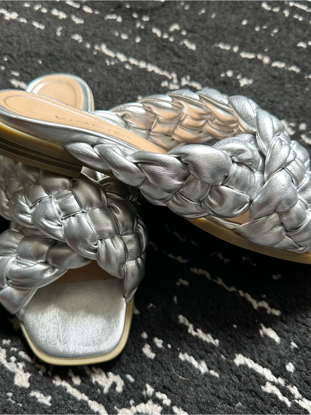 Vionic Metallic Silver Braided Sandals